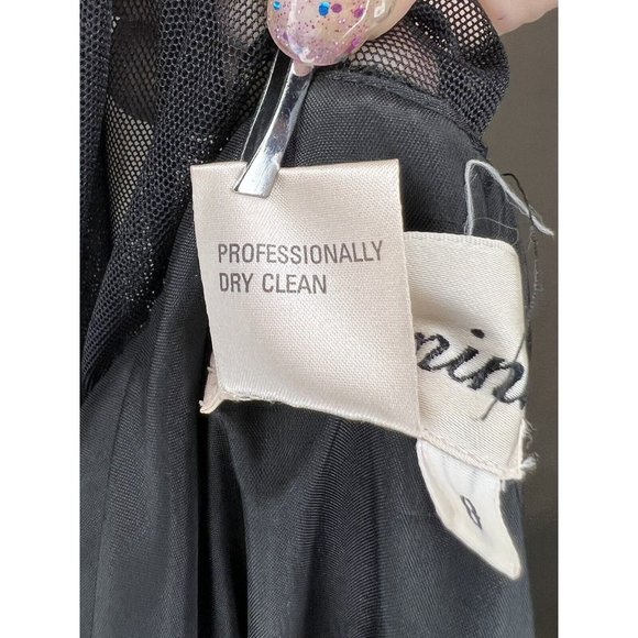 Beautiful RAMINI Dress Size 8 Black Long Sleeve Velvet, Sheer & Tulle Lined - Picture 14 of 14